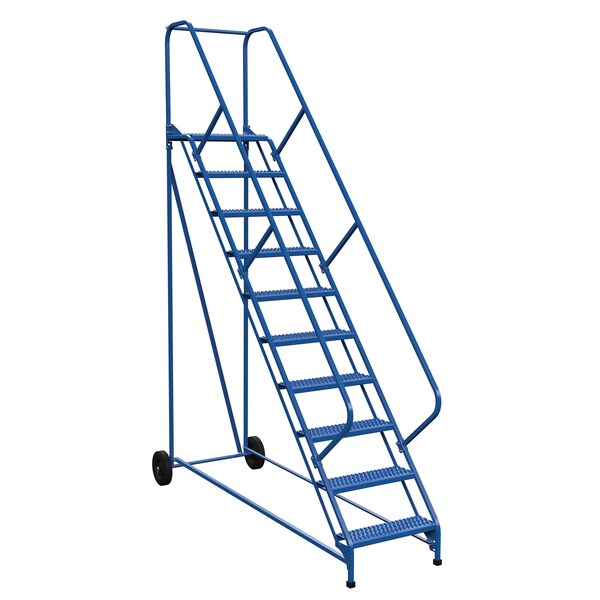 130 H Steel Roll A Fold Ladder, 50 deg., Grip, 10 Step, 10 in Steps